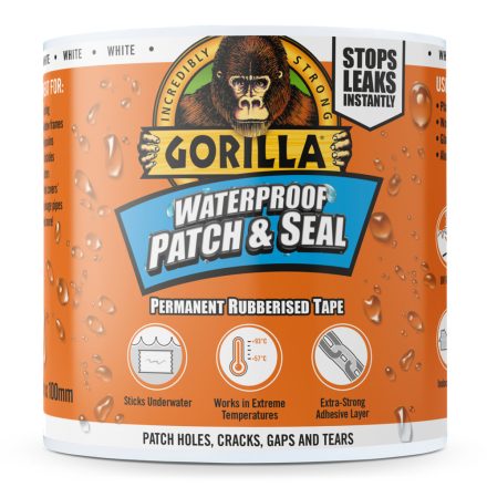 Gorilla WATERPROOF PATCH & SEAL TAPE Fehér 3m x 100mm Vízálló Foltozó/Tömítő Ragasztószalag 