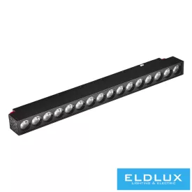   UNIVERSO Mágneses sínbe szerelhető spot Lámpa DC:48V 18w 1620lm 4000k RA90 IP20 Fekete 300x45x24mm