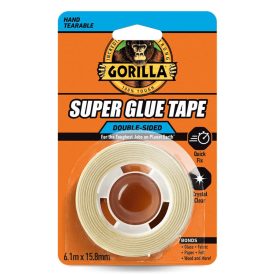   Gorilla SUPER GLUE Tape Kristálytiszta Kétoldalas Ragasztószalag 15,8mm x 6,1m