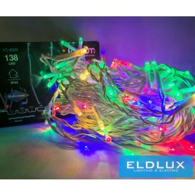   WISDOM fényfüggöny multi fényű 138LED 3m átlátszó kábellel 8 fun. IP44