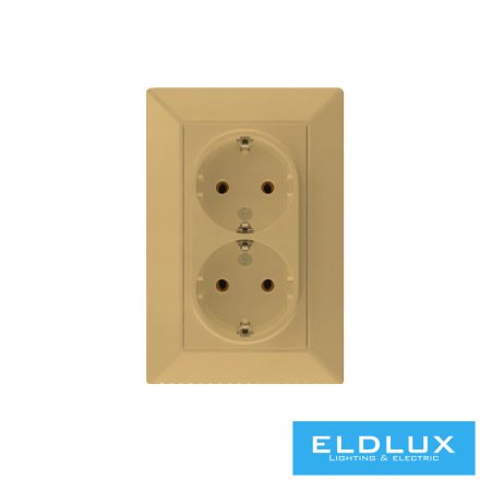 ELDGROUND Dupla 2P+F csatlakozóaljzat Arany