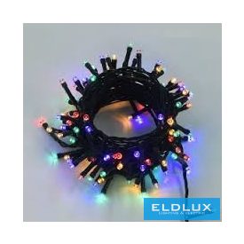   WISDOM fényfüzér multi fényű 100LED 5m zöld kábellel 8 fun. IP44