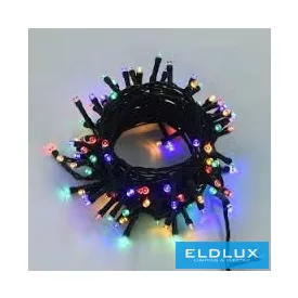   WISDOM fényfüzér multi fényű 100LED 5m zöld kábellel 8 fun. IP44