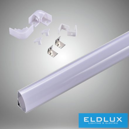 UNIVERSO sarokhoz aluprofil matt fehér fedlappal+végzáró 2m 45° 15.7*15.7mm