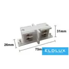 UNIVERSO Háromfázisú sínhez toldóelem fehér 75x26x31mm