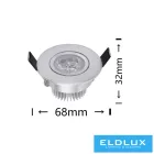 UNIVERSO mini spot lámpatest 3w 4000k 270lm 30° IP20 ∅68×32mm ezüst