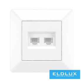 ELDLUX ELDGROUND 2×RJ45 Cat.6 UTP aljzat Fehér
