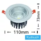 UNIVERSO LED süllyestett lámpa 12w 1080lm 4000K 24° D110x77mm Kivágás:D90mm IP20 alumínium