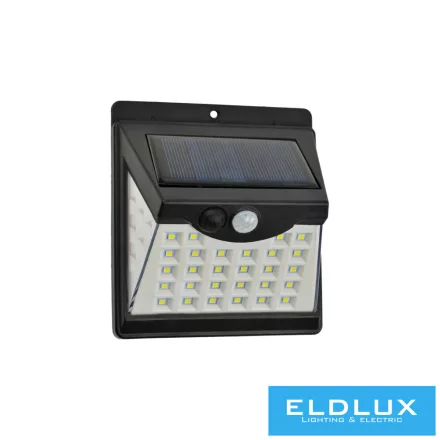 UNIVERSO Solarlámpa-PIR 3.7V-1200mAH 1.5W 190lm 3000k IP65 fekete