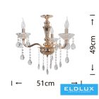 UNIVERSO Csillár 3 karos 3xE14 Max.40W D51x49cm arany