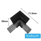 UNIVERSO Mágneses falon kívüli sínrendszer sarokelem DC:48V Fekete 71.5x71.5x50mm