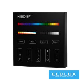   MIBOXER RF 2.4G RGB+CCT LED Szalaghoz Fali távirányító 4 Zónás fekete