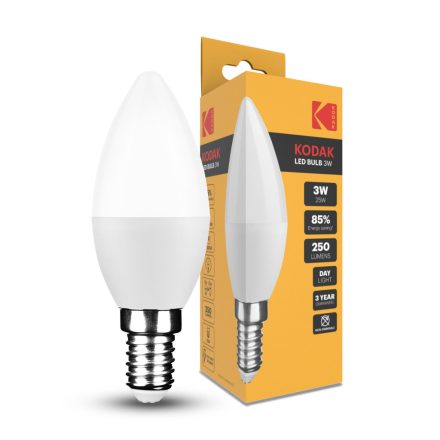 KODAK Max LED Izzó Gyertya (Candle) C37 3W E14 270° 6000K (250 lumen)