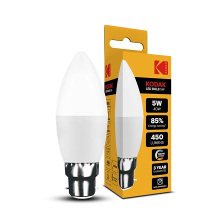 KODAK Max LED Izzó Gyertya (Candle) C37 5W B22 270° 2700K (450 lumen)