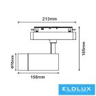 UNIVERSO Mágneses sínbe szerelhető spot Lámpa DC:48V 24W 2280LM 4000K RA90 IP20 213x165x76mm Fekete