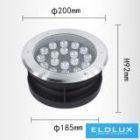 UNIVERSO Taposólámpa LED 18w 2200lm 6500k 30° IP67 acél Ø200-Ø185x92mm