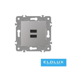   ELDLUX ELDGROUND 2×USB töltő ajzat type A 2.1A/2×1.05A ezüst