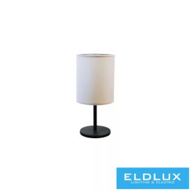   ELDLUX ASZTALI LÁMPA NIKKEL KÖR ALAP SZÜRKE TC EGYENES LÁMPAERNYŐVEL E14