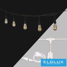   UNIVERSO Party fényfüzér 2x0.75㎟ 11M 10xE27 Max bővítés:80m/600w IP44 Fehér