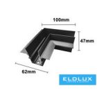 UNIVERSO Mágneses sülyesztett sínrendszerhez sarok elem DC:48V-os 100x62x47mm Fekete