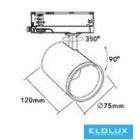 UNIVERSO Háromfázisú sínhez spotlámpa 30w 3250lm 4000k Ra90 38° IP20 Fehér D75x120mm 5év