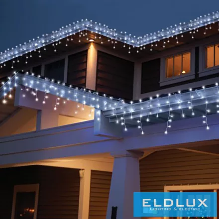 480 LED-es hideg fehér jégcsap izzósor adapterrel 7m (8 funkciós)