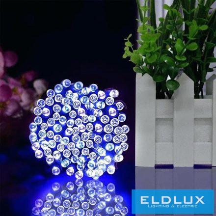 Napelemes 200 LED-es hideg fehér fényfüzér 20m