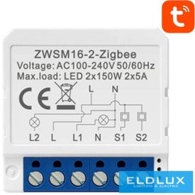   Avatto Okos kapcsolómodul 2-áramkörös AC:100-240V max.16A ZigBee Tuya