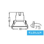 UNIVERSO Süllyesztett spot lámpa 5w 463lm 3000k RA90 24° IP20 Fehér D83x81.5mm kivágás:75mm