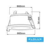 UNIVERSO Vízzárós süllyesztett lámpatest 1xPAR16 foglalat nélkül IP44 Fehér D85x54mm Kivágás:D65mm 5 év