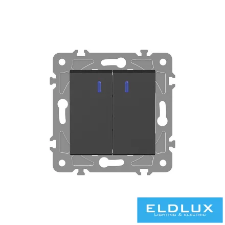 ELDGROUND Jelzőfényes csillárkapcsoló Fekete