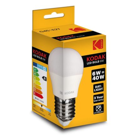 Kodak LED Izzó Globe Mini G45 6W E27 180° 6000K (480 lumen)