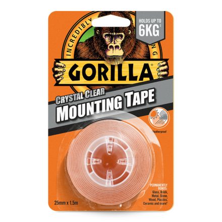 Gorilla Mounting Tape Kristálytiszta Kétoldalas Ragasztószalag 2,54cm x 1,52m