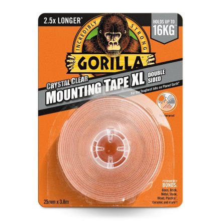 Gorilla Mounting Tape XL Kristálytiszta Kétoldalas Ragasztószalag 2,5cm x 3,8m