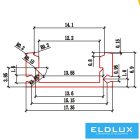 UNIVERSO mennyezetre aluprofil átlátszó fedlappal+végzáró 2m 17.35*6.9mm