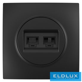 ELDLUX ELDELIN RJ11 TEL + RJ45 Cat.5e UTP aljzat fekete