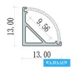 UNIVERSO sarokhoz aluprofil matt fehér fedlappal+végzáró 45° 13x13x2000mm alumínium