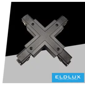   UNIVERSO Háromfázisú sínhez X-alakú toldó elem Fekete 165x165x33mm