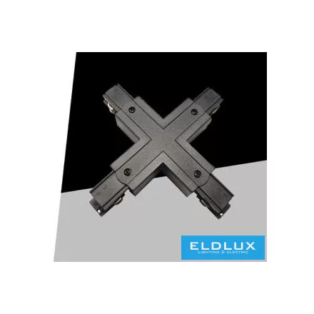 UNIVERSO Háromfázisú sínhez X-alakú toldó elem Fekete 165x165x33mm