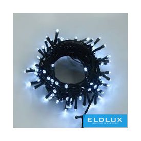   WISDOM fényfüzér hideg fényű 100LED 5m zöld kábellel 8 fun. IP44