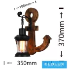 UNIVERSO Fali lámpa 1xE27 IP20 350x190x370mm fekete