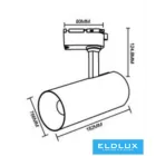 UNIVERSO Egyfázisú sínhez lámpa 30w 2700lm CCT kapcsolóval Ra≥90 24° IP20 fekete