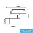 UNIVERSO Mágneses sínbe szerelhető spot Lámpa DC:48V 24w 2280lm 3000k RA90 IP20 Fekete D76x213x165mm