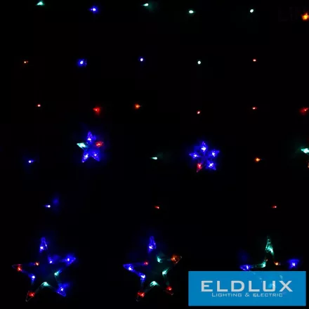WISDOM fényfüzér multi fényű 115LED 10db csillag 2x1m átlátszó kábellel Max Cs. 4db 8 fun. IP44
