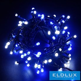   WISDOM fényfüzér hideg+kék fényű 180LED 9m zöld kábellel 8 fun. IP44