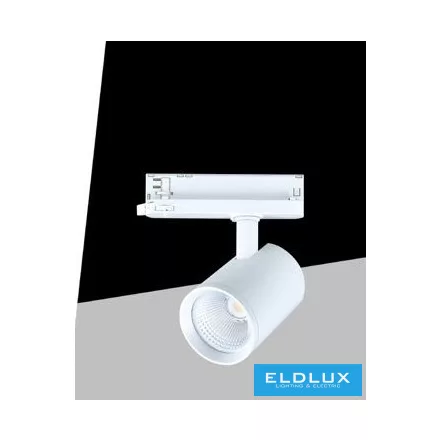 UNIVERSO Háromfázisú sínhez spotlámpa 30w 3250lm 3000k Ra90 38° IP20 Fehér D75x120mm 5év