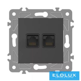 ELDLUX ELDGROUND 2×RJ45 Cat.6 UTP aljzat Fekete