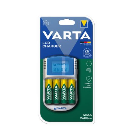 VARTA Akkutöltő LCD + 4x2600mAh R2U AA + 12V & USB 120min (AA/AAA)