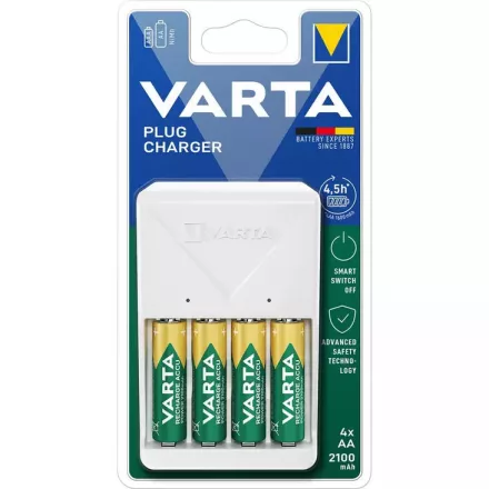 VARTA Akkutöltő Plug + 4x2100mAh R2U AA (AA/AAA) (300min)