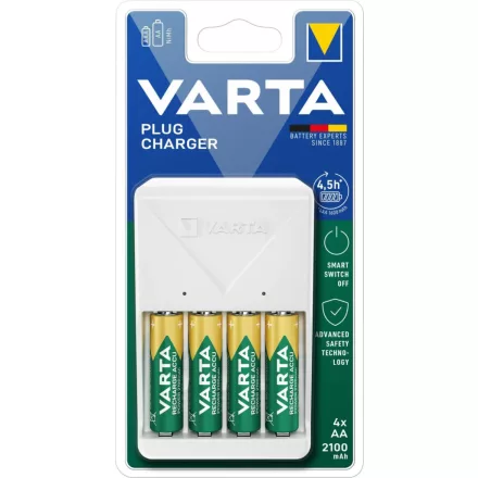 VARTA Akkutöltő Plug + 4x2400mAh R2U AA (AA/AAA) (270min)